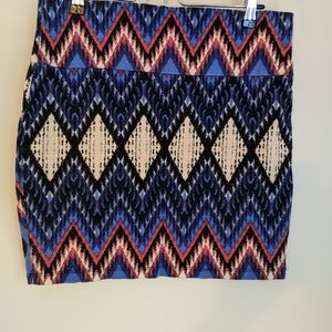 High waisted diamond/triangle/Chevron pattern knit mini skirt